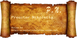 Preszter Nikoletta névjegykártya